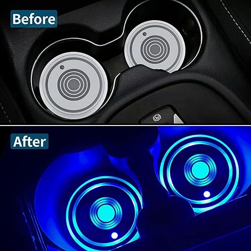 Miniatura 4 de Luces LED para portavasos de automóvil, 7 colores cambiantes, alfombrilla de carga USB, almohadilla impermeable para tazas, lámpara LED de atmósfera