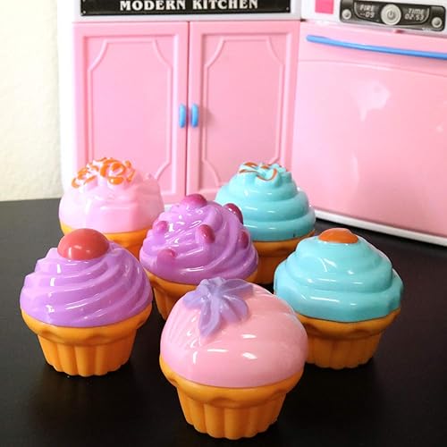 Miniatura 2 de GIFTEXPRESS Juego de 6 piezas de postre de comida de simulación, mini cupcakes de juguete para niños, pasteles pequeños, juguetes para niñas y niños