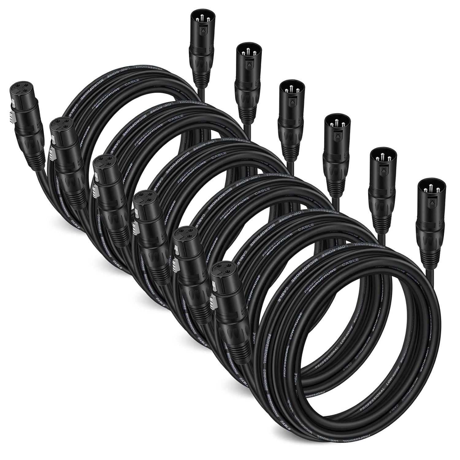 Moukey 25ft XLR Microphone Cables (6-Pack)