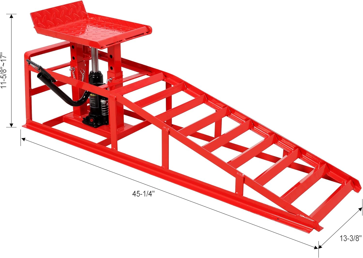 5 Ton Professional Garage Hydraulic Lift Ramps (2-Pack) - Heavy-Duty Automotive Service Lift with Foot Pedal & Safety Lock, Truck & Car Lift for Repair and Maintenance (Red, 5 Ton)