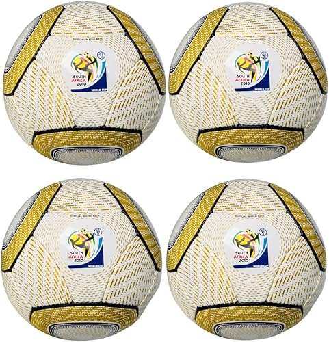 Miniatura 1 de World Cup 2010 South Africa Final Match Ball Replica Official Size 5 Pack of 4 Soccer Ball Premium Rexine Football Gift for Fans Collectors & Players