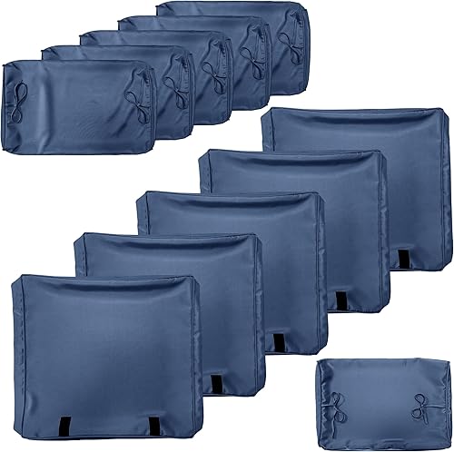 Delnavik Juego de 11 fundas de cojín para exteriores juego de fundas de cojín de repuesto para muebles de exterior funda de cojín de asiento de sofá