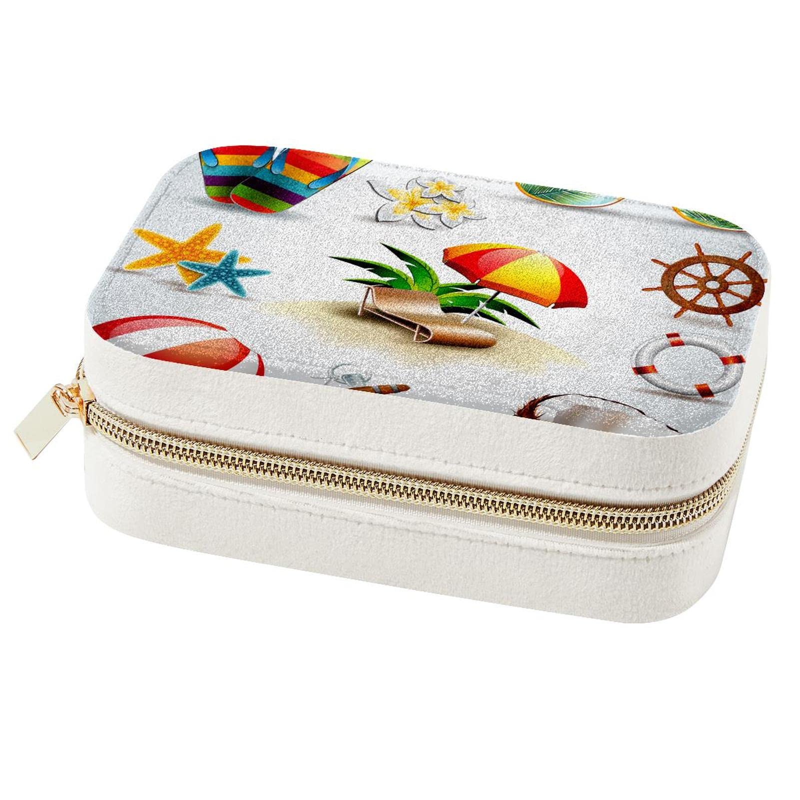 DiusyeDiusye Velvet Jewelry Box for Women Girl, Travel Jewelry Organizer Storage Case with Removable Tray for Necklace Earrings Bracelets Rings - Summer Elementz