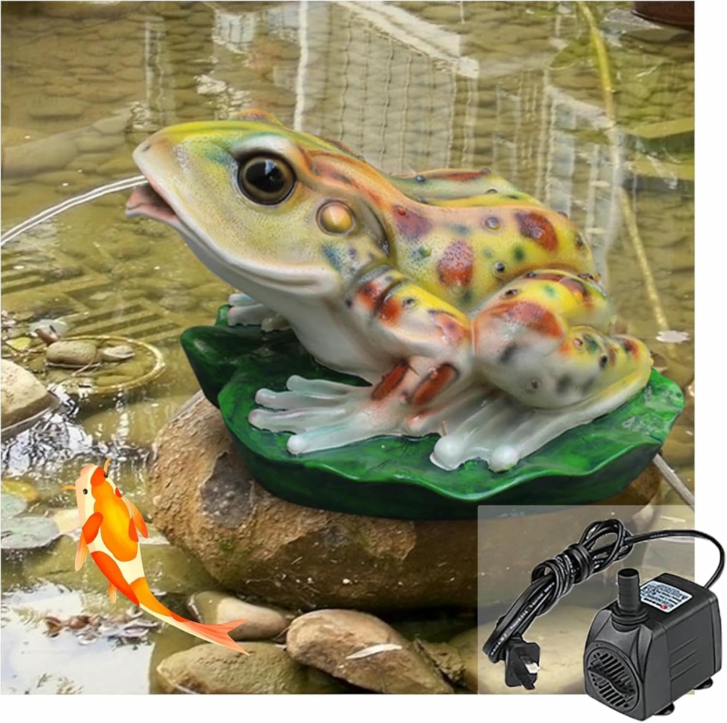 Garden Fountain Spitter, Frog Pond Spitter with Hose Barb, Above Ground Pool spitters, for Water Gardens, Koi Ponds, Swimming Pool Decoration