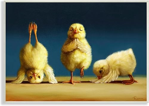 Stupell Industries Yoga Chicks - Placa de pared divertida con diseño de animales de granja, diseño de Lucia Heffernan, 15 x 10 pulgadas, color