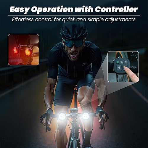 Miniatura 4 de Luvan Luz inteligente para bicicleta con mando a distancia  Sincronización de luces LED delanteras y traseras, 5 modos nocturnos y diurnos  Señales