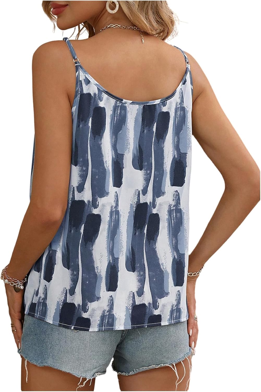 SweatyRocks Women's Casual Brush Print Cami Tops Beach Vacation Spaghetti Strap Tank Top - Image 2