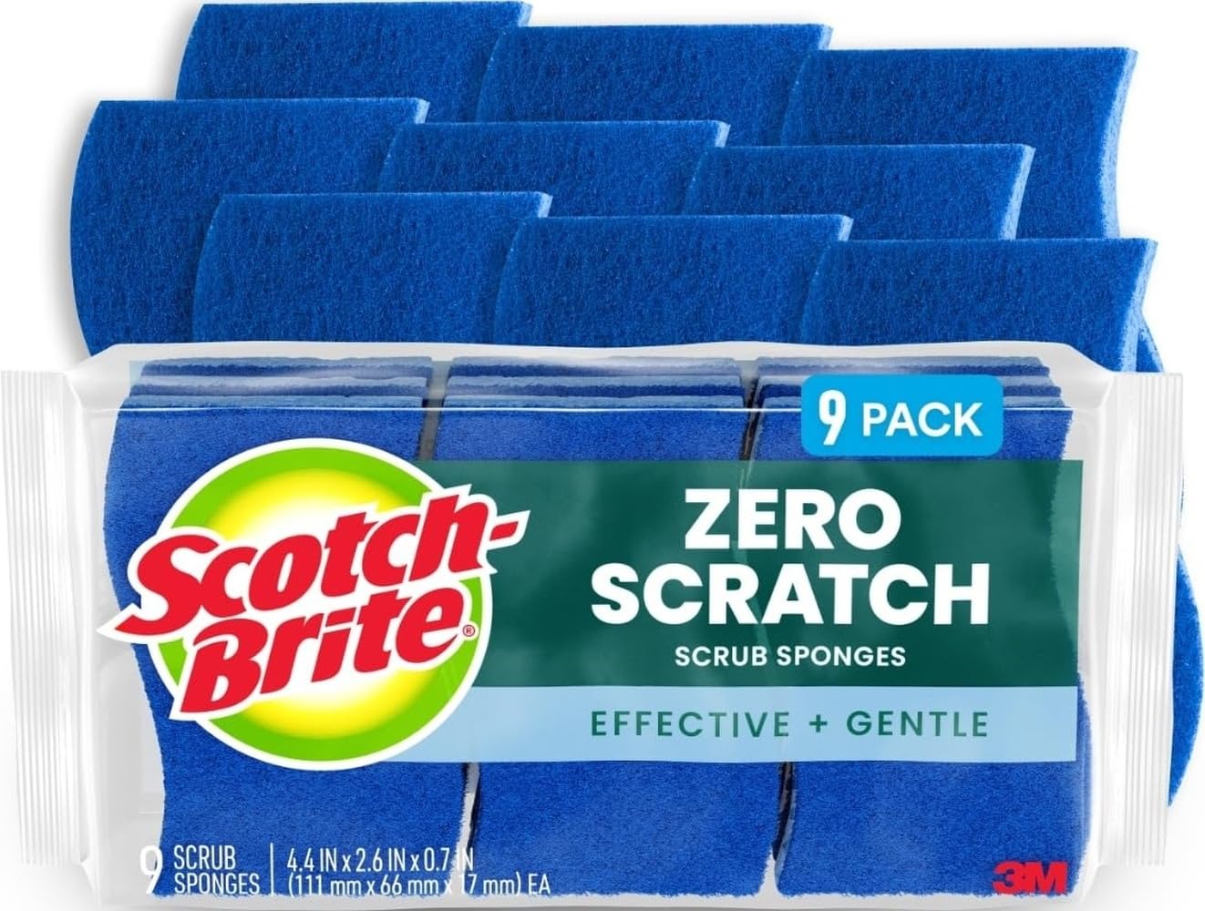 Scotch-Brite Zero Scratch Scrub Sponges, 9 Pack