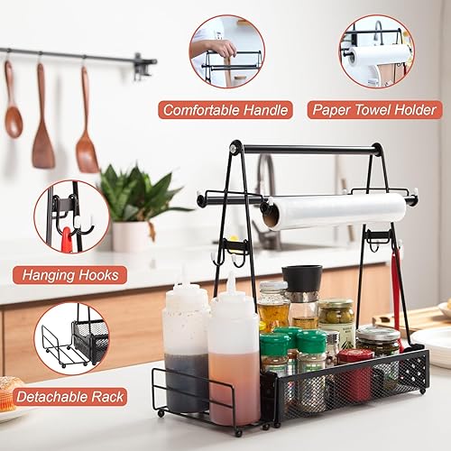 Miniatura 2 de Organizador para parrilla, organizador de condimentos y organizador de barbacoa con soporte para toallas de papel, utensilios, picnic, parrilla y