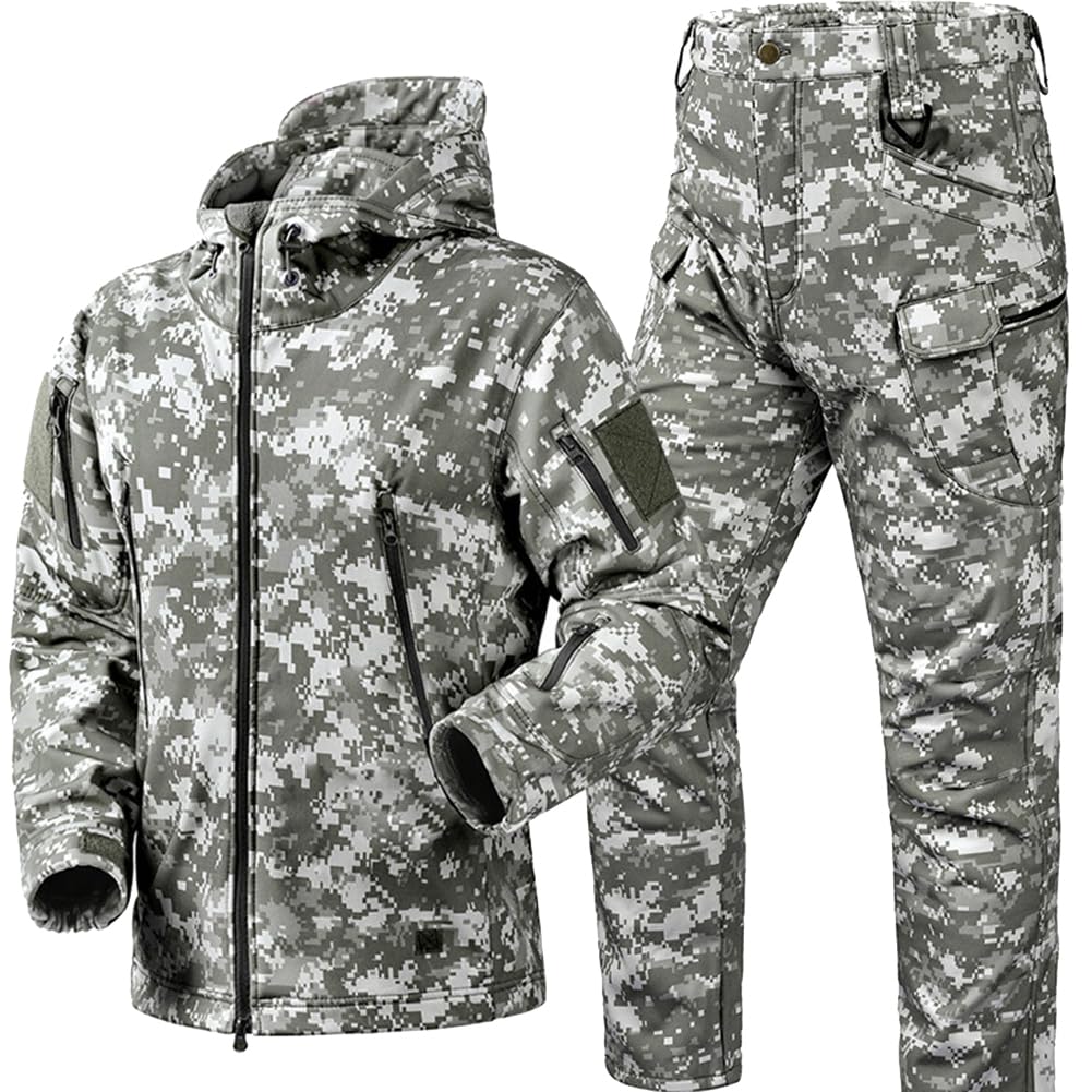 Homme Tenue de Uniforme Militaire Camouflage Imperméable – Ensemble Veste et Pantalon Tactique, Souples pour le Combat, le travail, la pêche, la chasse et l'escalade