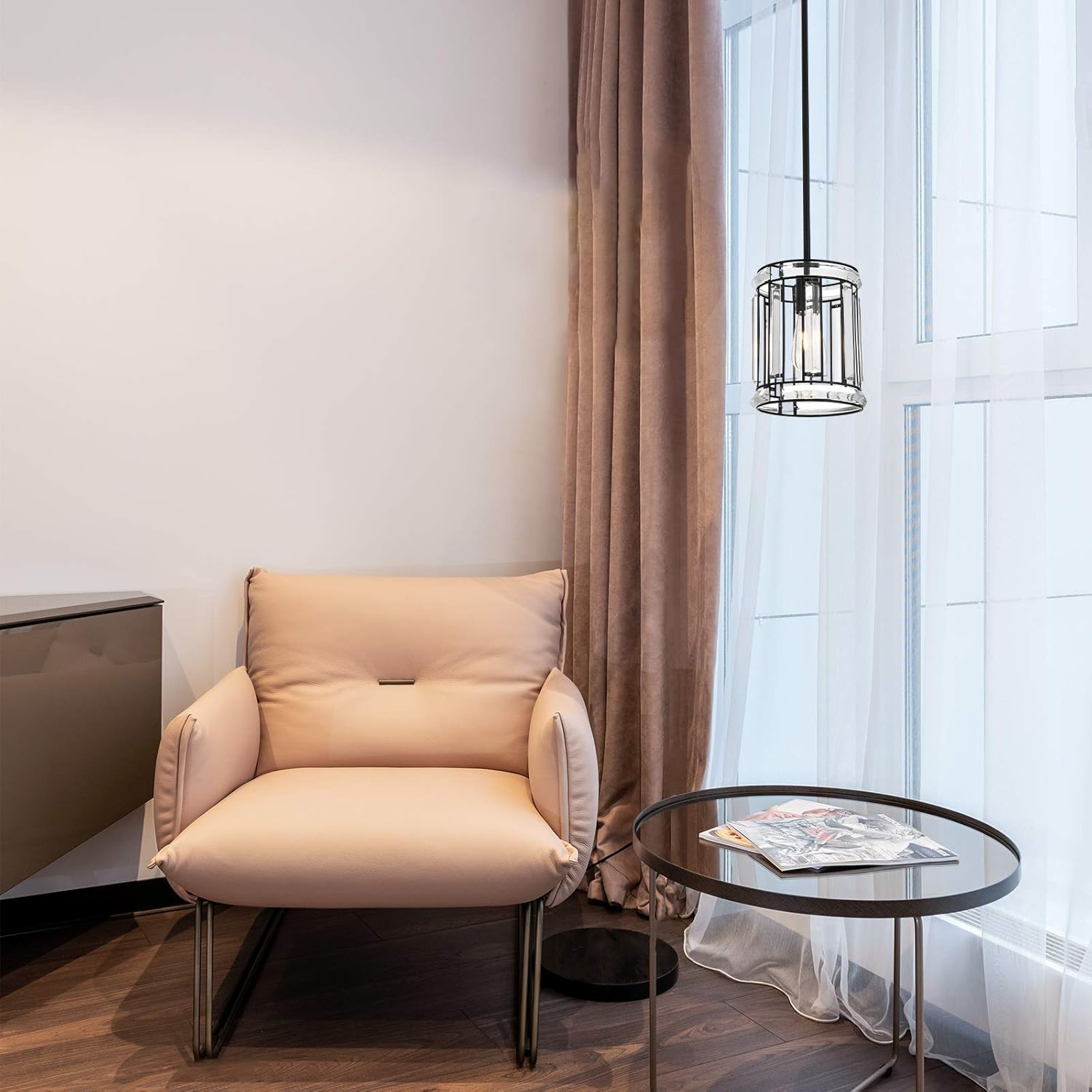 Hottest Sales HOGBU 1-Light Modern Crystal Pendant Light Mini Crystal Ceiling Chandelier K9 Crystal Lamp Mini Pendant Hanging Light Ceiling Light Fixture for Dining Living Room, Kitchen, Bedroom,Foyer, Hallway