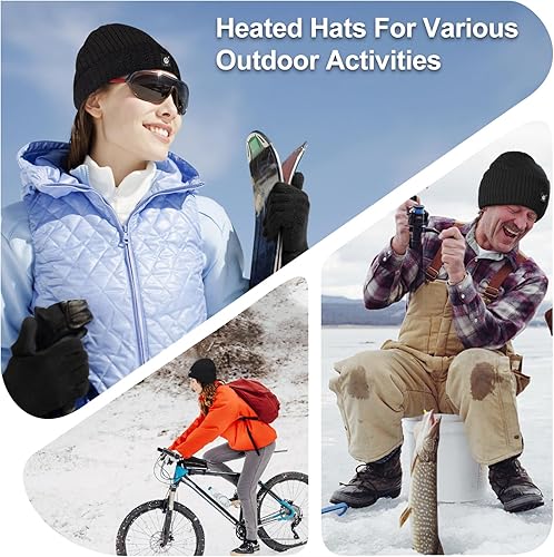 Miniatura 5 de WERMSOCK Gorro calentado a batería, gorro eléctrico recargable con calavera, gorro térmico para hombres y mujeres, para senderismo, pesca, esquí,