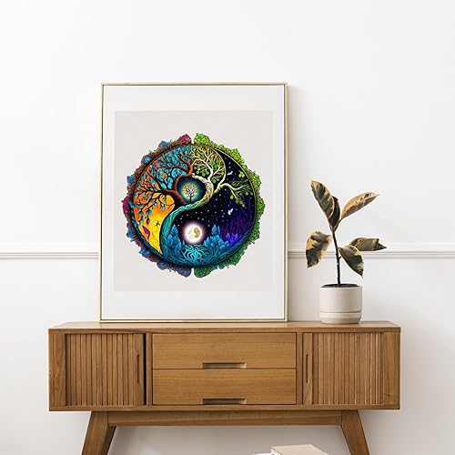 Miniatura 6 de JIGFOXY Rompecabezas de madera para adultos, rompecabezas de madera del árbol de la vida, rompecabezas únicos de forma zen, regalos de Navidad de