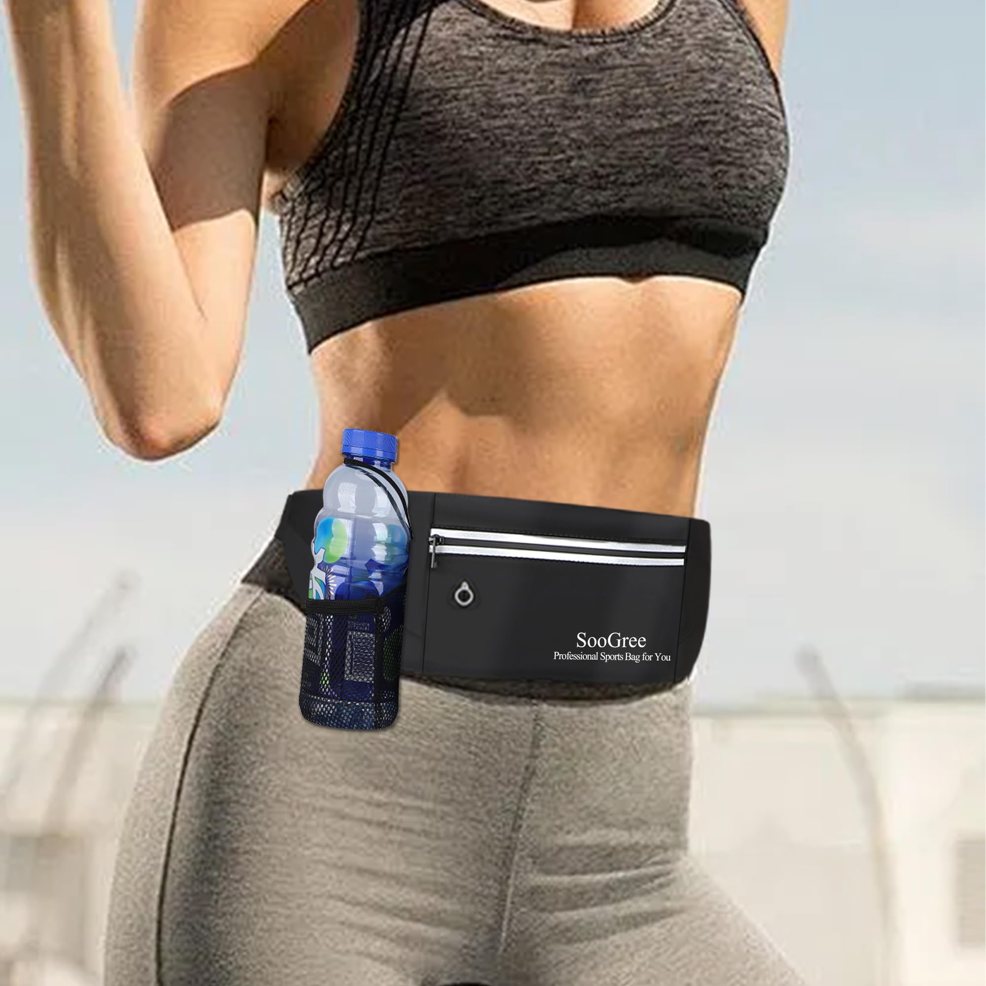 Riñonera delgada para correr para hombre y mujer, con cremallera, impermeable, soporte reflectante ultraligero para teléfono, bolsa de cinturón de ejercicio para correr, caminar, ciclismo, camping,