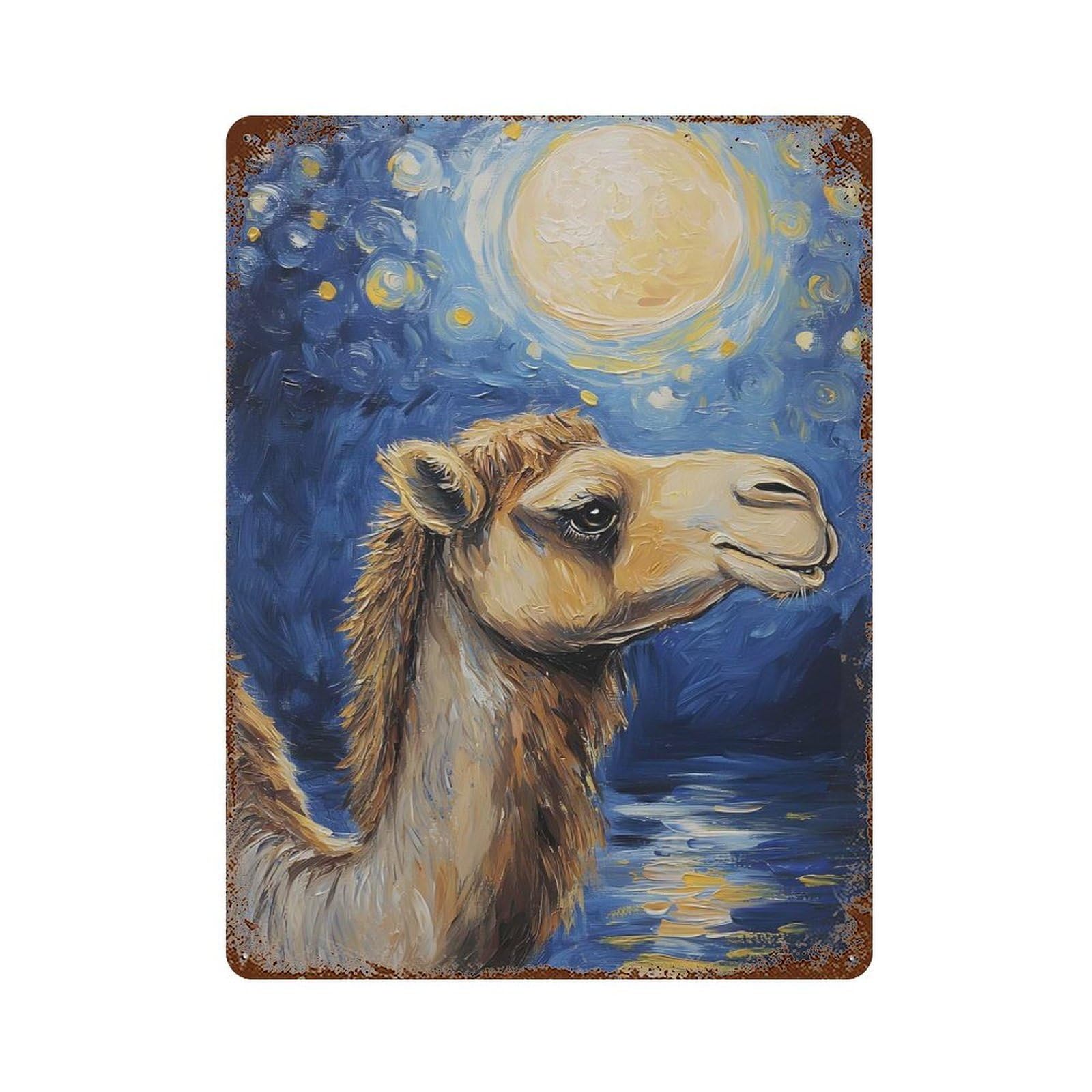Camel Rust Effect Tin Sign 15.7"x11.8", Ideal for Garage, Bar And Workshop Decor