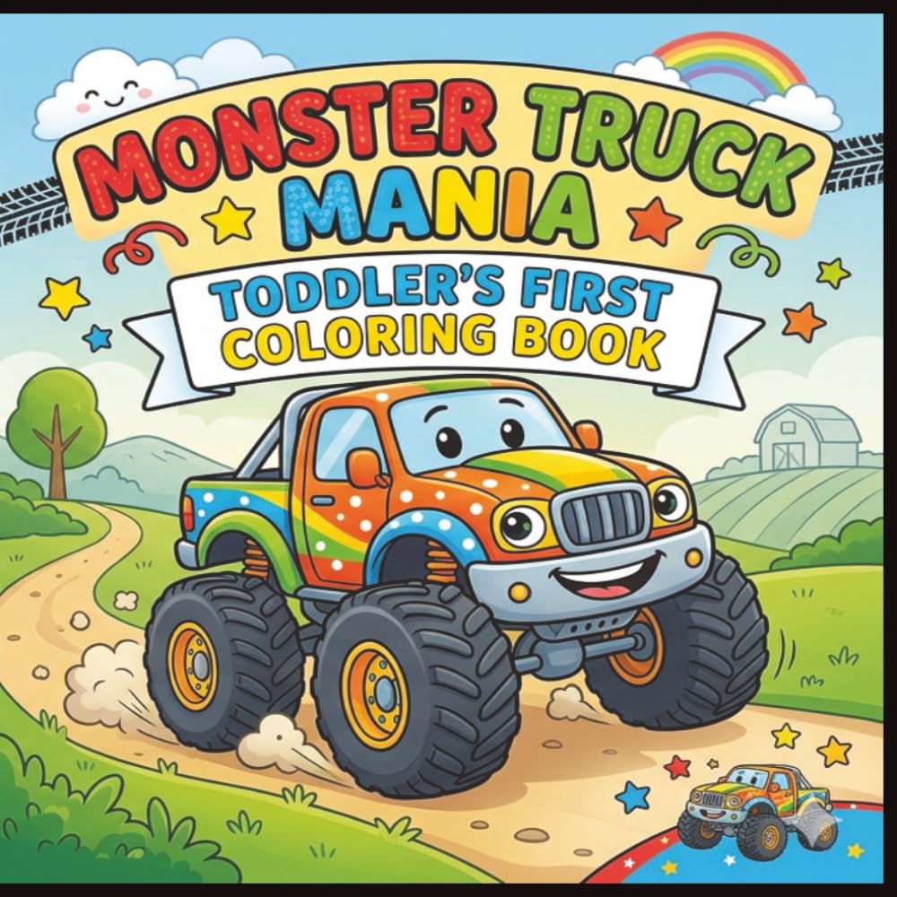Monster Truck Mania: Toddler's First Coloring Book: Simple and Easy Bold Outline Coloring Pages for Ages 2 - 4 (Kids Activity Books) (Mania Toddler Coloring Books)