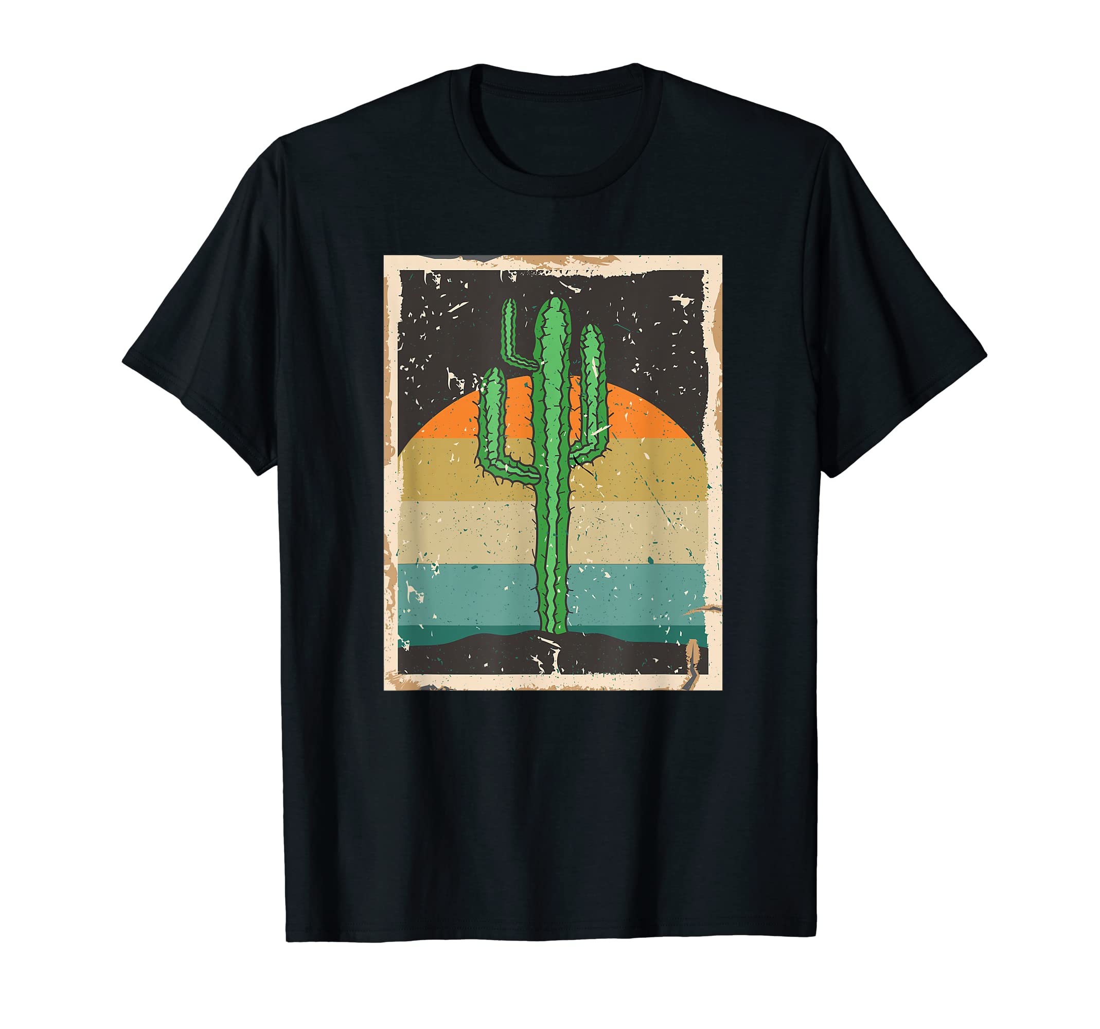 Retro Saguaro Sunset Funny Cactus Opuntia Cactaceae Lovers T-Shirt