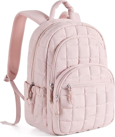 BAGSMART College Laptop Backpack for Women, Water-Resistant, 15.6 Inch Laptop, Pink