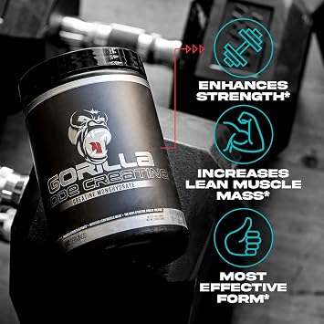Gorilla Mind Creatine Monohydrate Micronized Powder, Improved Muscle Size, Power Output and Strength, 5 Grams per Serving, 100 Servings
