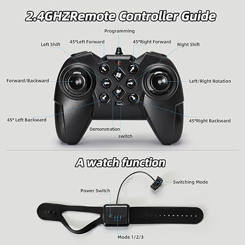 Miniatura 6 de Auto de acrobacias a control remoto de 2.4 GHz, 4WD con detección de gestos con luz fría y música, autos RC de doble cara con giro de 360 para niños