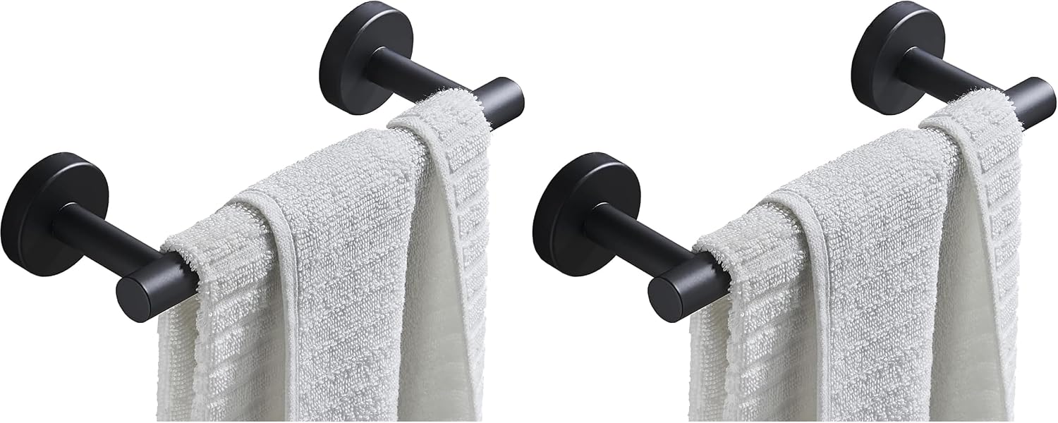 Hand Towel Holder for Bathroom Hardware Set, SUS304 Stainless Steel Towel Bar, 9-Inch Matte Black Bathroom Accessories Towel Rack, Wall Mounted. (Pack of 2)
