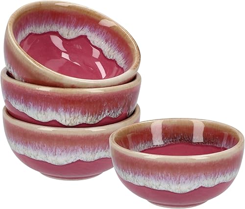 Plato de cerámica para salsa de soja, cuencos pequeños, 3 pulgadas, juego de 4 (rosa pastel)