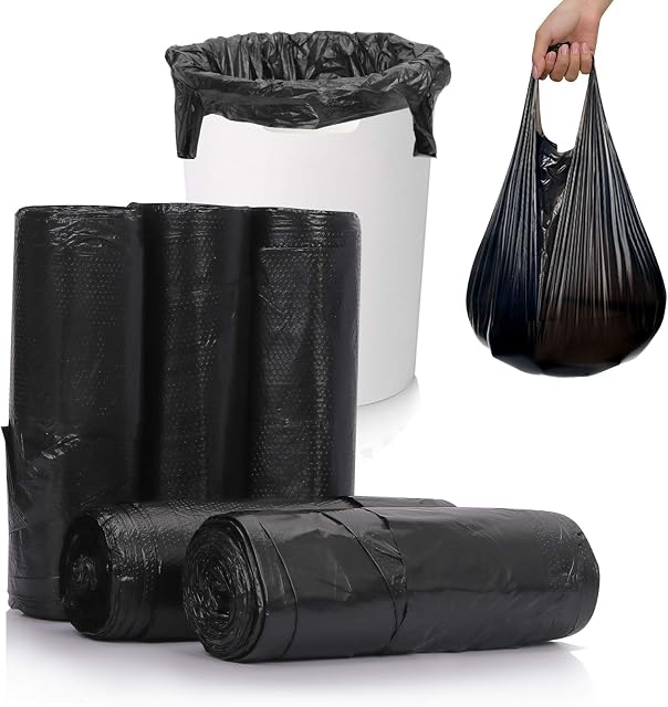 Skycase Trash Bags, Garbage Bags, 5 Rolls 100 counts [Extra Thick][Leak Proof] Rubbish Bags Wastebasket Bin Liners for Home Office Trash Can Black