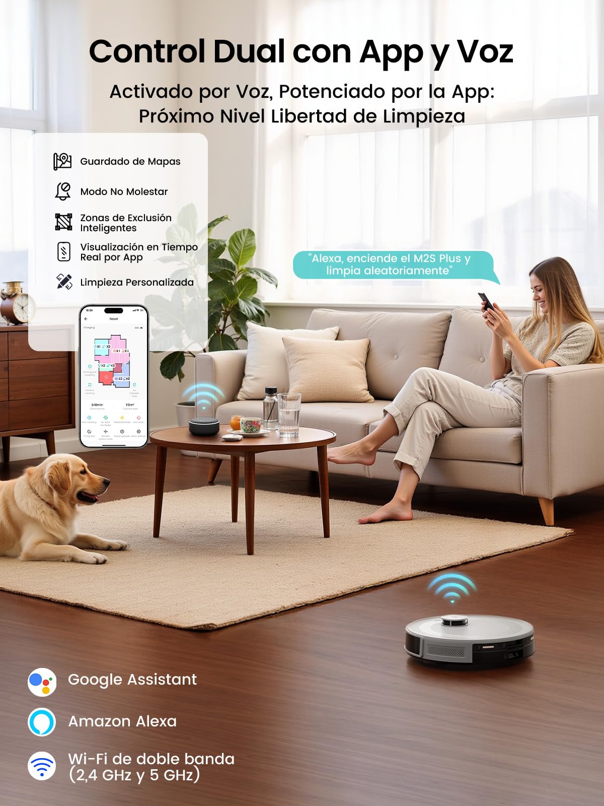 Lefant M2S Plus Robot Aspirador y Fregasuelos 10 000pa, 240min, Autolimpieza 75 Días, Navegación LiDAR dToF, Evasión Obstáculos PSD 190°, Mapeo Inteligente Aspiradora Robot, App/Alexa/Iwatch, Gris