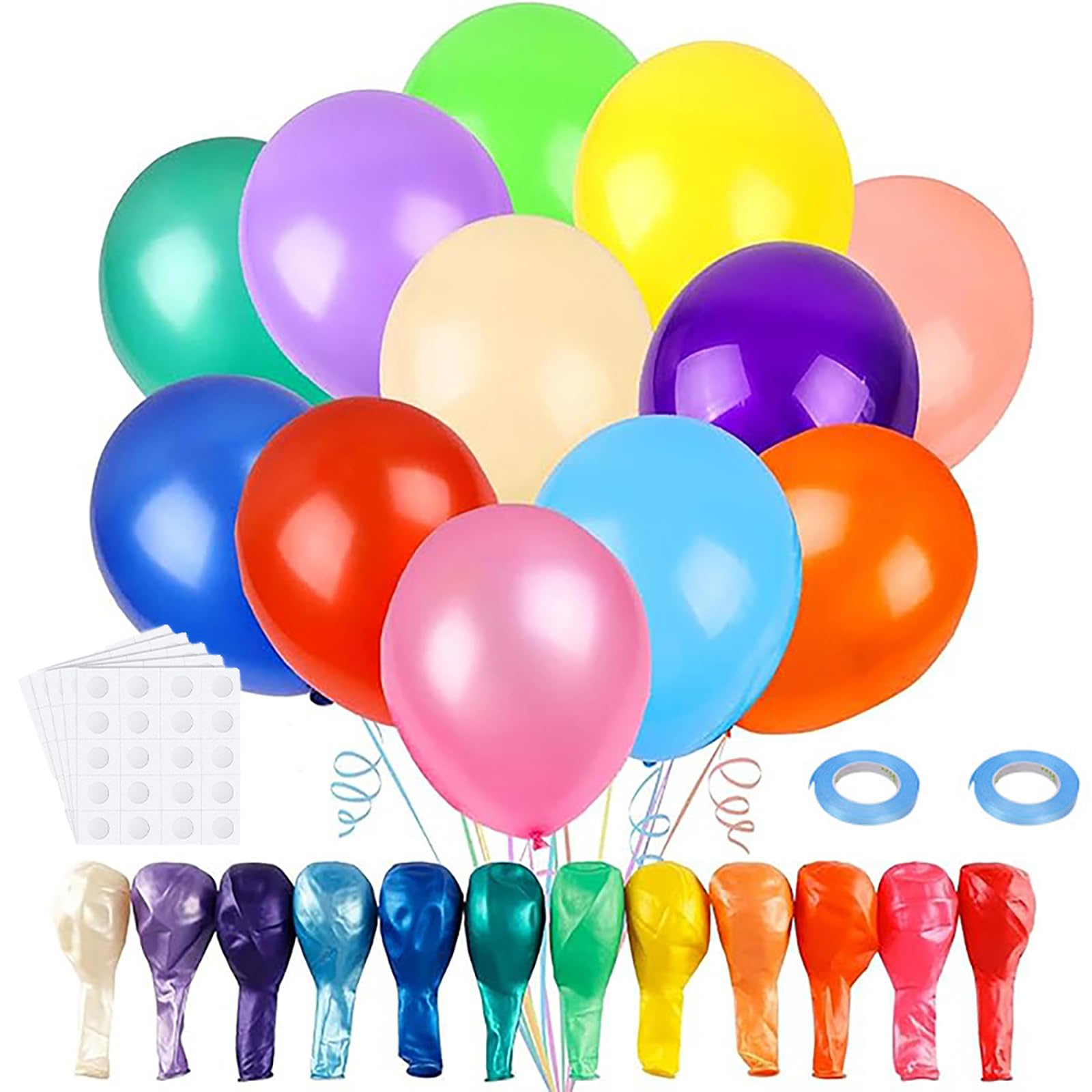 Rainbow Balloons 120 Pcs 12 Inch Latex Party Pastel Balloons (Multicolor) โ image 1
