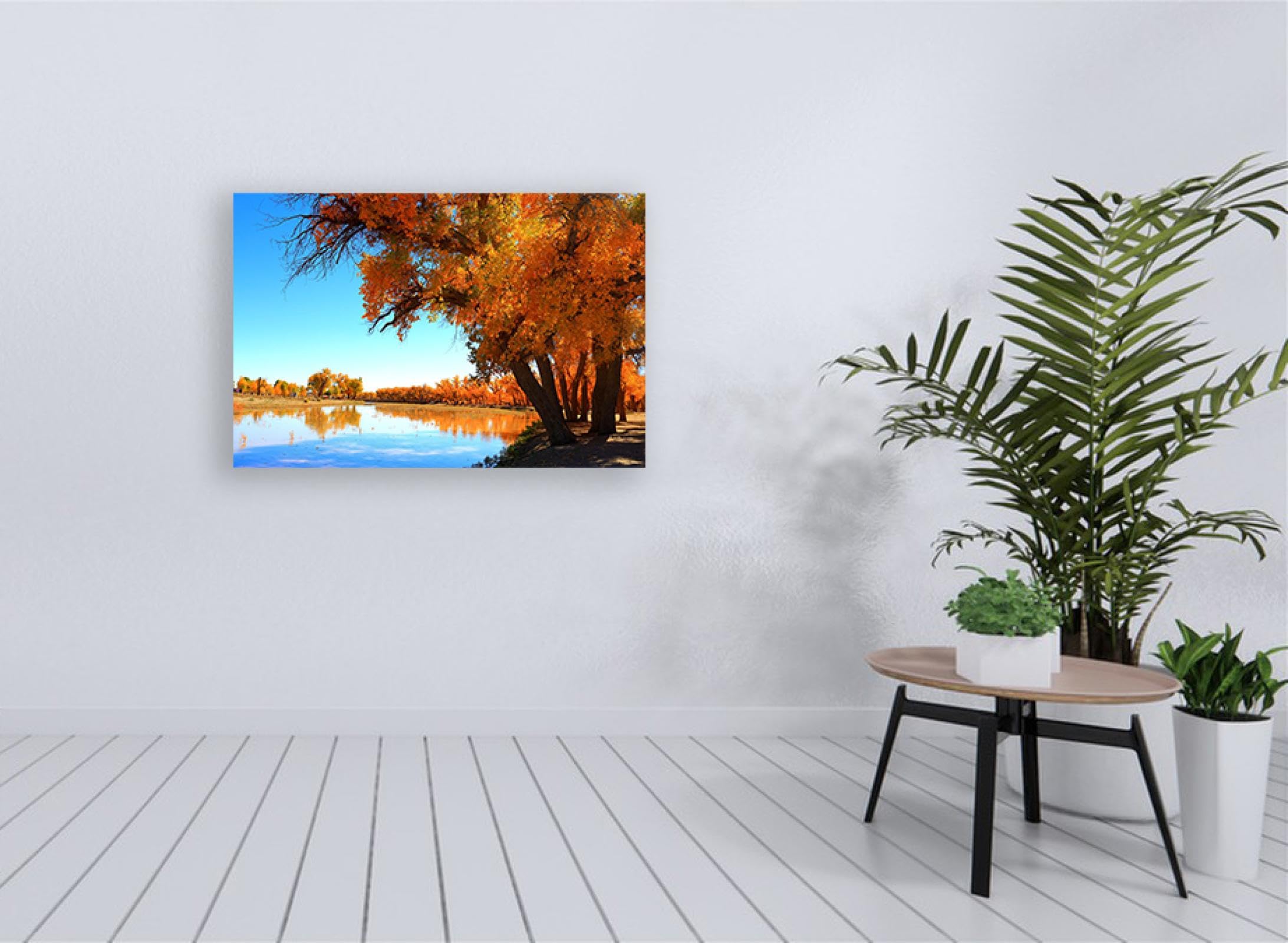 Quadri di decorazione da parete della foresta - Stampe su tela di paesaggi autunnali- Natura autunnale-Immagini decorative per soggiorno 60x90cm (23,7x35,5) Solo tela