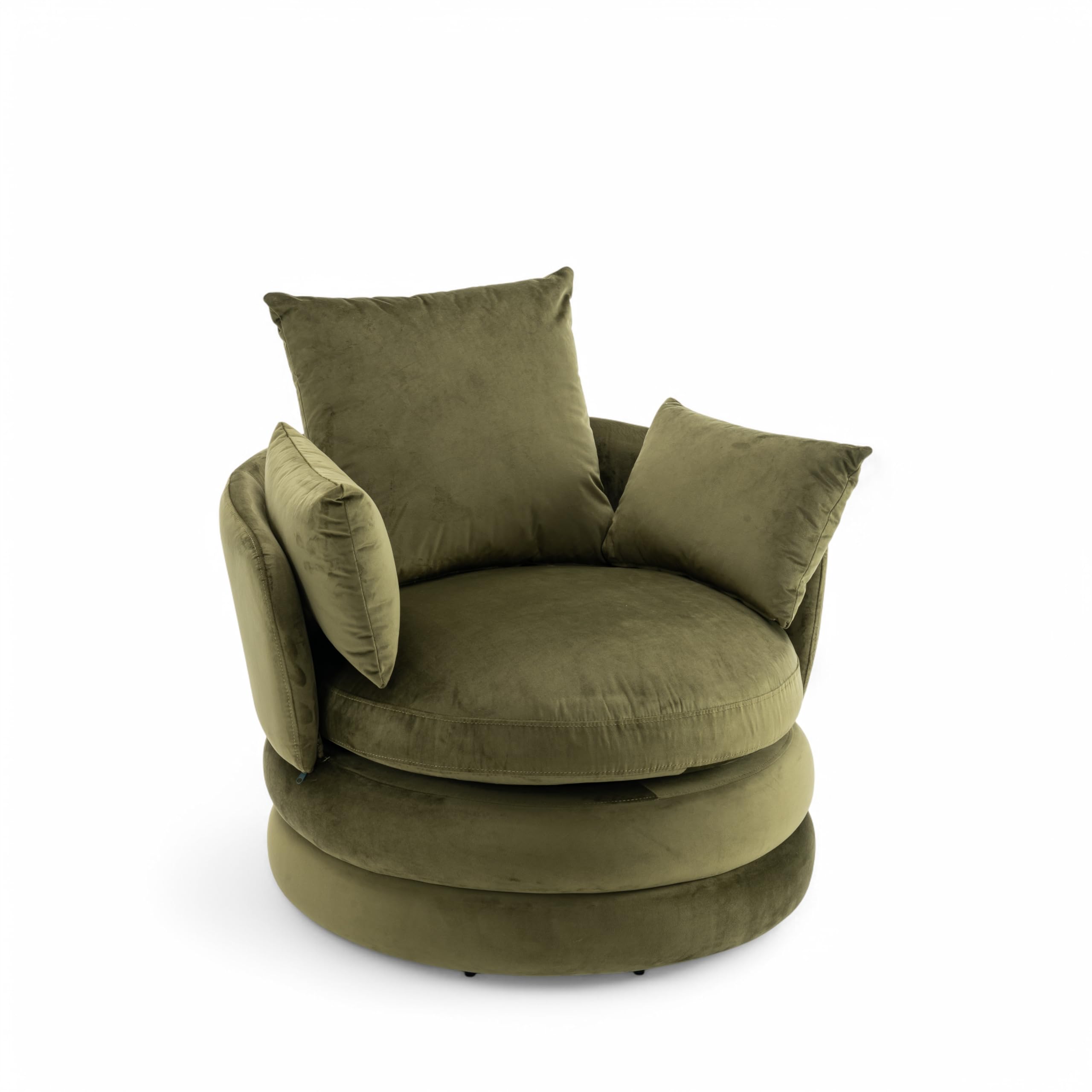 Velvet Sage Green Swivel Cuddle Chair – Snuggle Chairs for Adults, Sage Green Chair for Living Room, Plush Snuggle Seats with Cushions — image 1