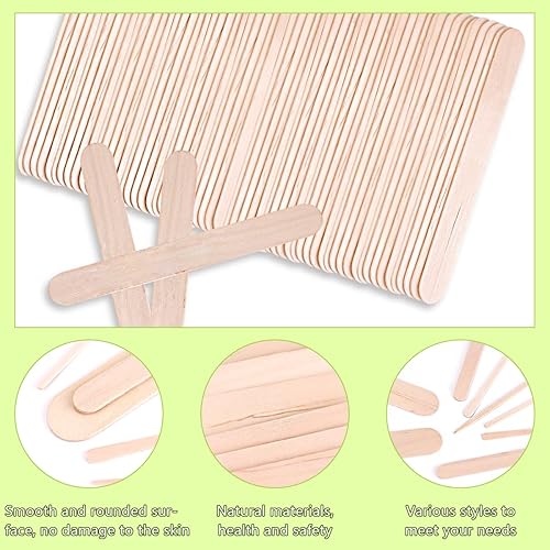Miniatura 3 de 500Pcs Wax Strips and Wax Applicator Sticks Kit, Includes 400Pcs Wooden Wax Sticks 100Pcs Non Woven Waxing Strips, Eyebrow Waxing Strips, Body Wax