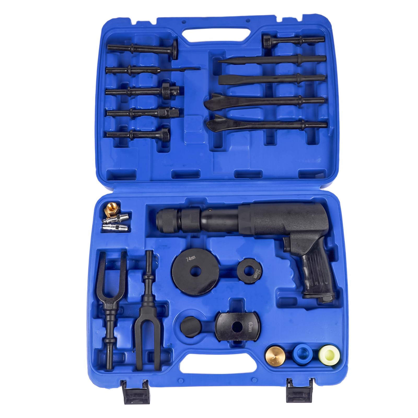Martillo neumático astillador con kit de 19 accesorios - Martillo neumático versátil y resistente, kit de astillado incluido Hopzty