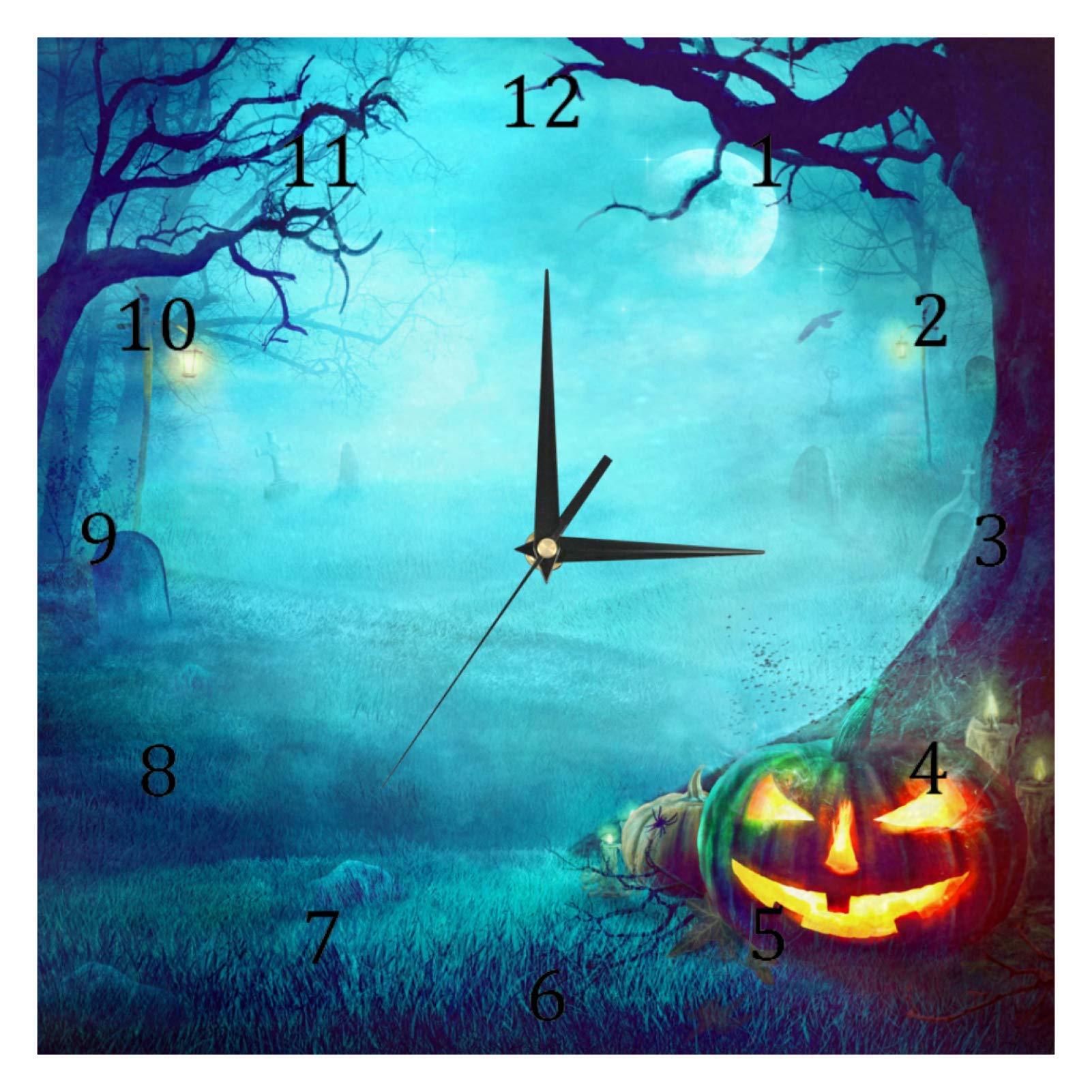 Horloges murales Halloween citrouille forêt sombre magique