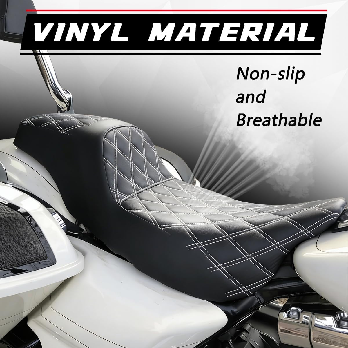 Black Stitch One-Piece Seat Driver & Passenger Seat 2-Up Fit For 2008-2025 2026 Harley Touring Road King Road Glide Electra Glide