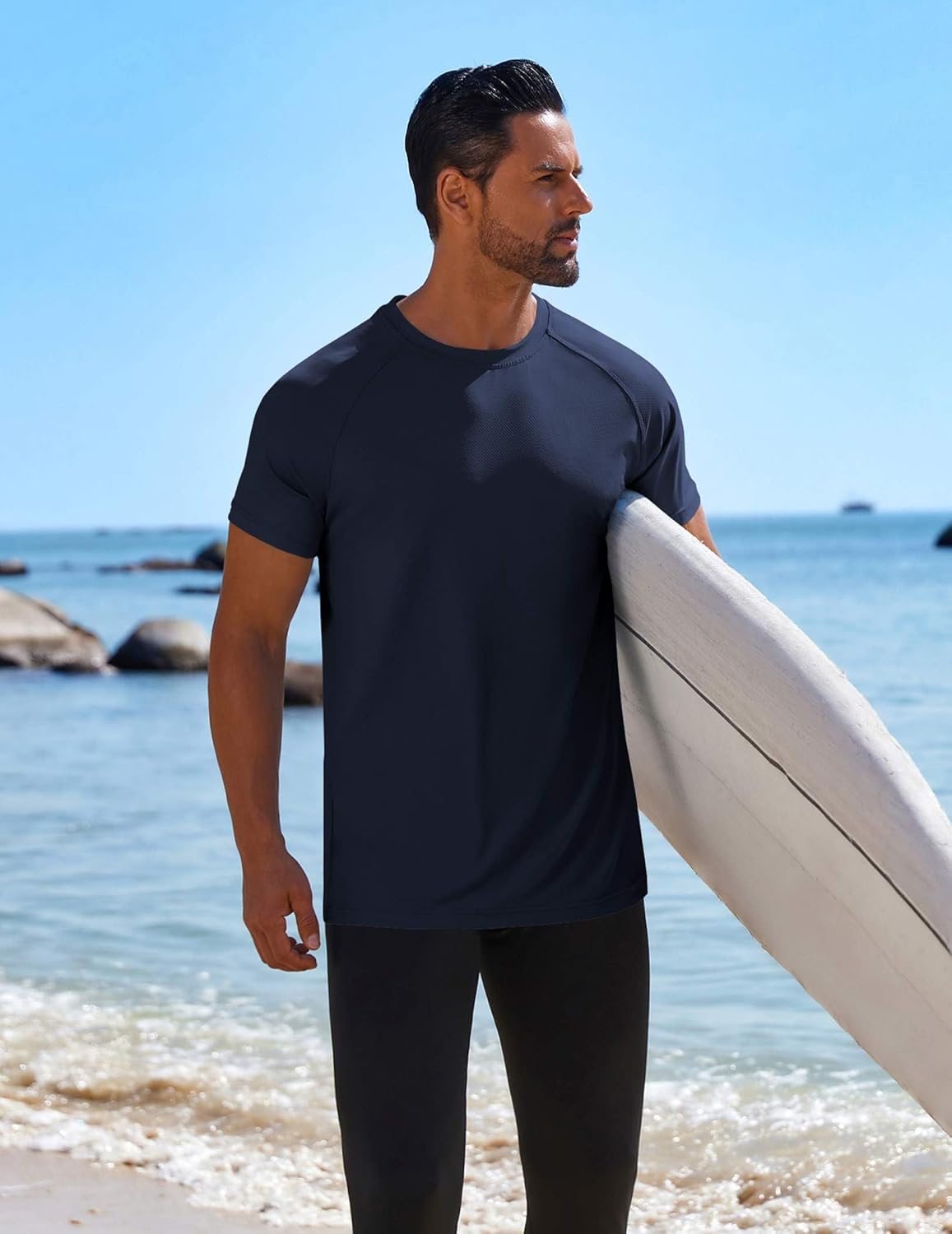 COOFANDY Mens Swim Shirt Short Sleeve UPF 50+ Sun Protection Shirt Rah Guard Athletic Quick Dry T Shirts - Image 3