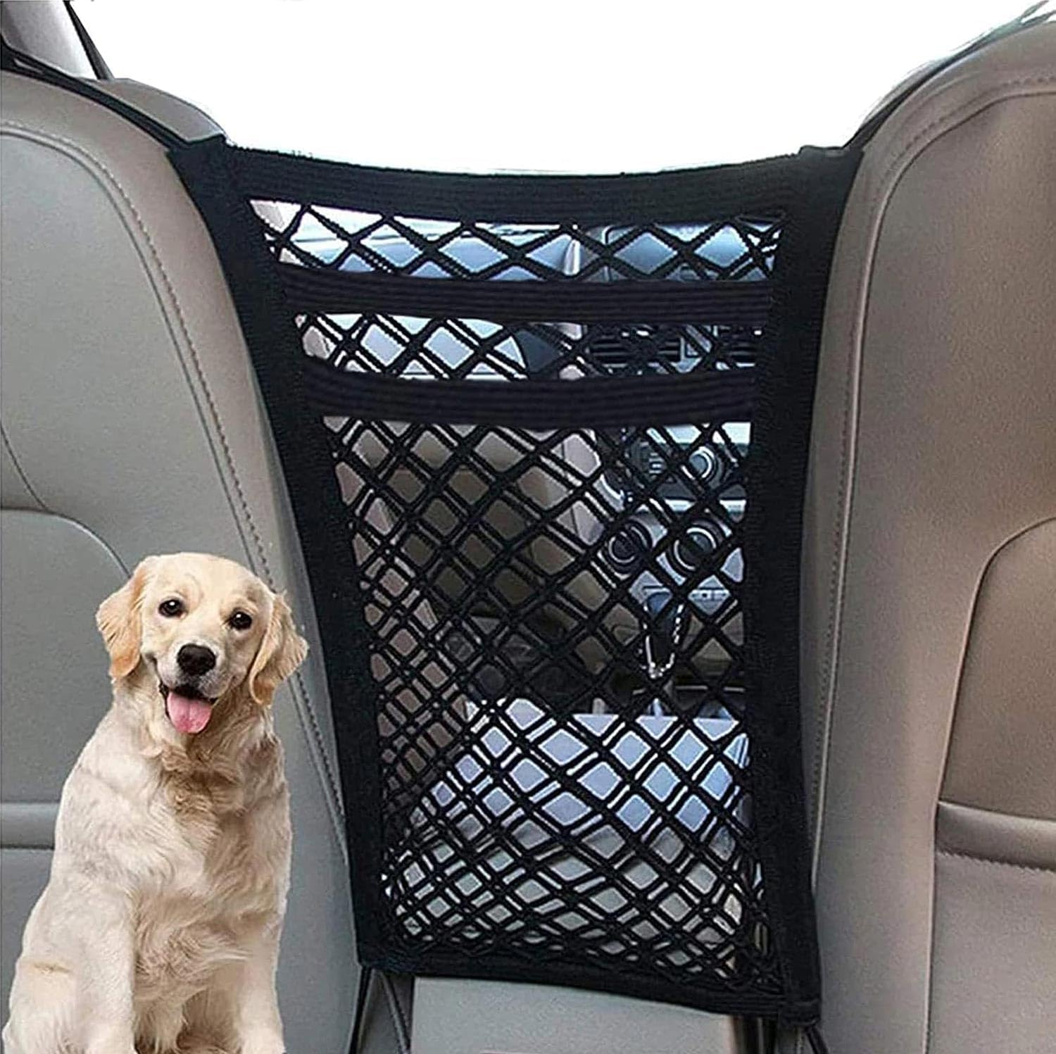 KGBVRFEA Car Storage Net Dog for KIA Soul Seltos Sportage Sorento Telluride NIRO EV6 EV9,Elastic Seat Storage Net Pocket Guard Pet Barrier Organise