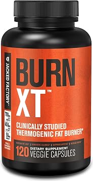 Jacked Factory Burn-XT Clinically Studied Fat Burner & Weight Loss Supplement - Appetite Suppressant & Energy Booster - with Acetyl L-Carnitine, Green Tea Extract and More - 120 Natural Diet Pills
