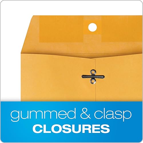 Vista 3 de Quality Park 6x9 Clasp Envelopes, Extra Heavyweight 32 lb. Manila Kraft Envelopes, Gummed Seal and Clasp for Storing or Mailing, 100/Box (QUA37755)