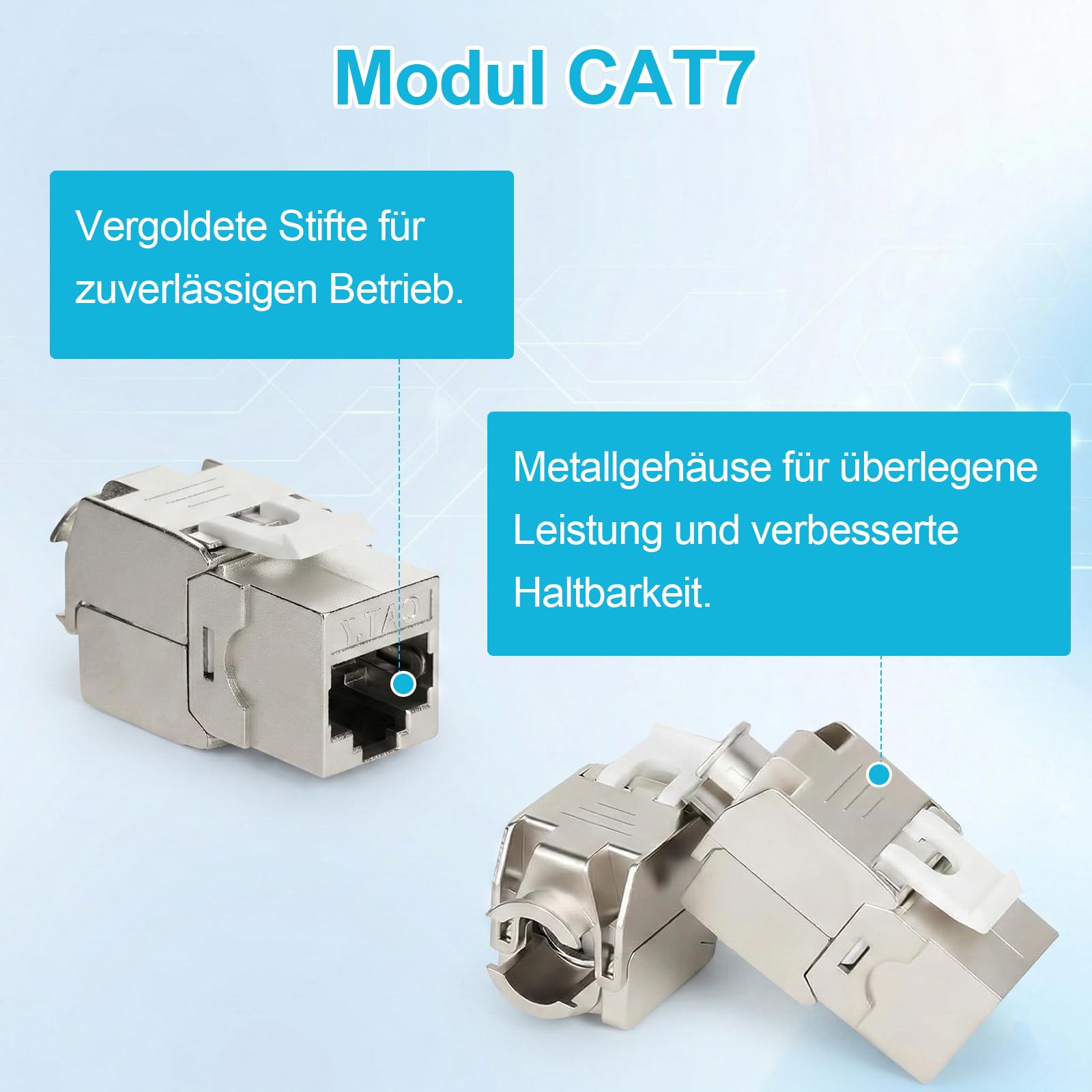 24 Port CAT7 Patchpanel, 10Gbps/600MHz, mit 24 Cat7 Keystone Module, 19 Zoll Patchpanel Verteilerfeld, Rackeinbau RJ45 LAN Netzwerk Verlegekabel Kompatibel mit Mehreren Modulen
