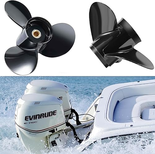 Miniatura 6 de Hélice de barco compatible con Johnson Evinrude OMC Stern Drive 40-140 HP Motores 13 Spline Diente fuera de borda RH Hélice OEM para 50 60 65 70 75