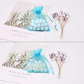 Akstore 100Pcs 2.8x3.6(7x9cm) Gift Bags Drawstring Organza Jewelry Pouches (Light Blue)