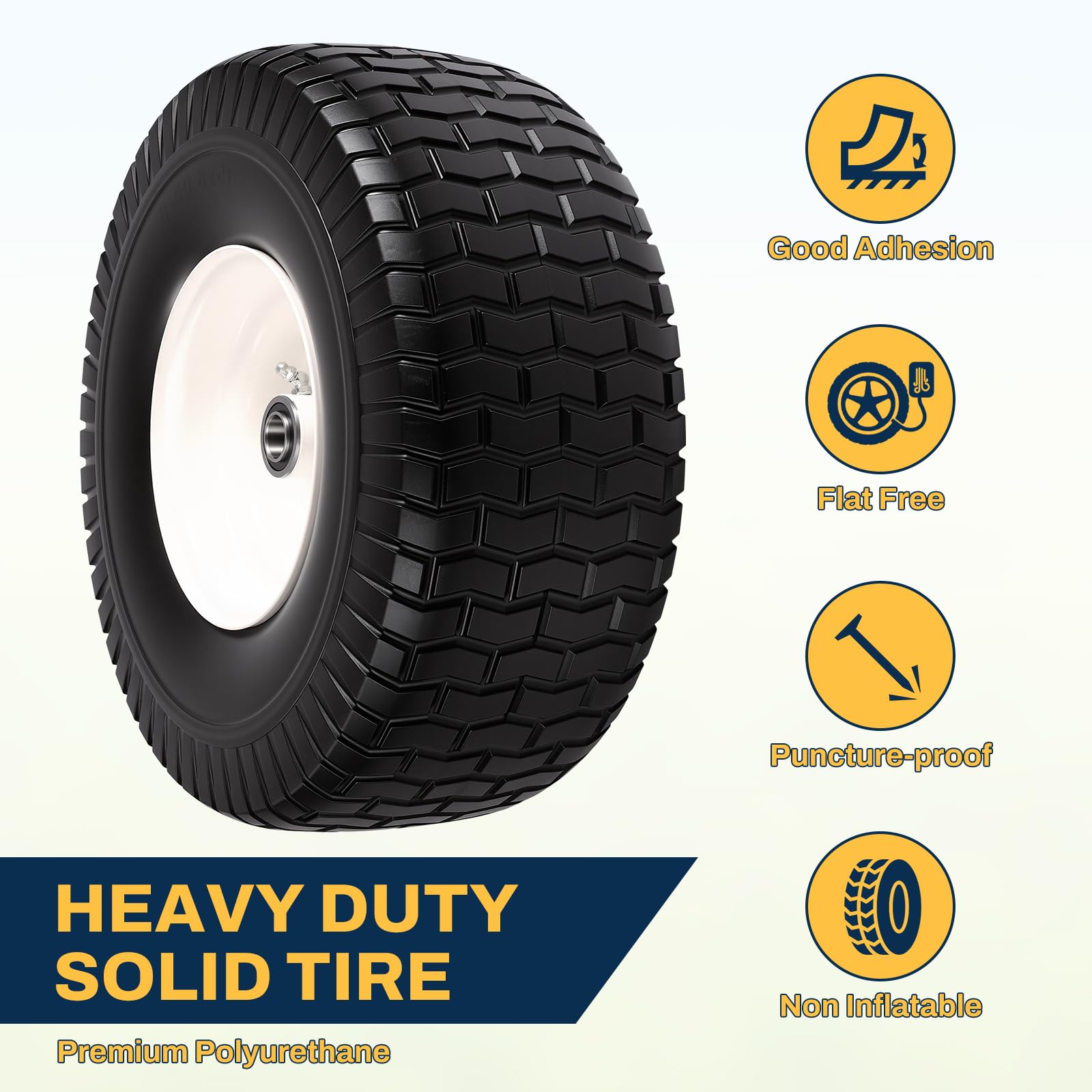 Neumático y rueda para cortacésped de 15 x 6.00-6, montaje de neumático delantero de 15 x 6-6 pulgadas compatible con tractores John Deere Husqvarna, con rodamientos de 0.75 y 0.63 pulgadas, cubo