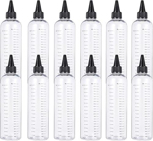 Beaupretty Contenedores de condimentos, paquete de 12 botellas aplicadoras de 16.9 fl oz para cabello, botellas aplicadoras de color de cabello,