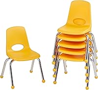 Vista 81 de Factory Direct Partners 10367-BL Silla escolar apilable de 16 pulgadas, asiento apilable para estudiantes con patas de acero cromado y rodamientos