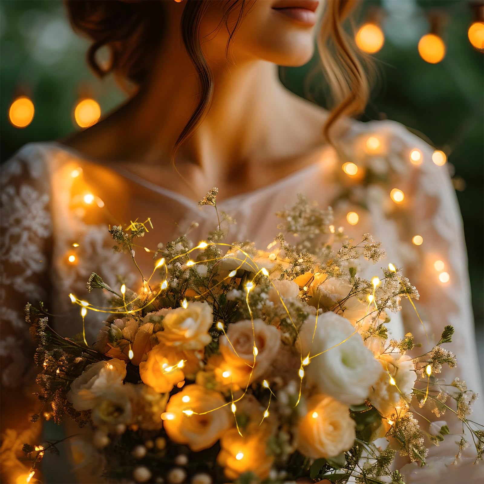 WIAONE Etinga Lichterkette mit 20 LEDs, batteriebetrieben, für Party, Hochzeit und Weihnachtsdekoration (6 Stück, 2,1 m, warmweiß), 6 Stück, TXDU001