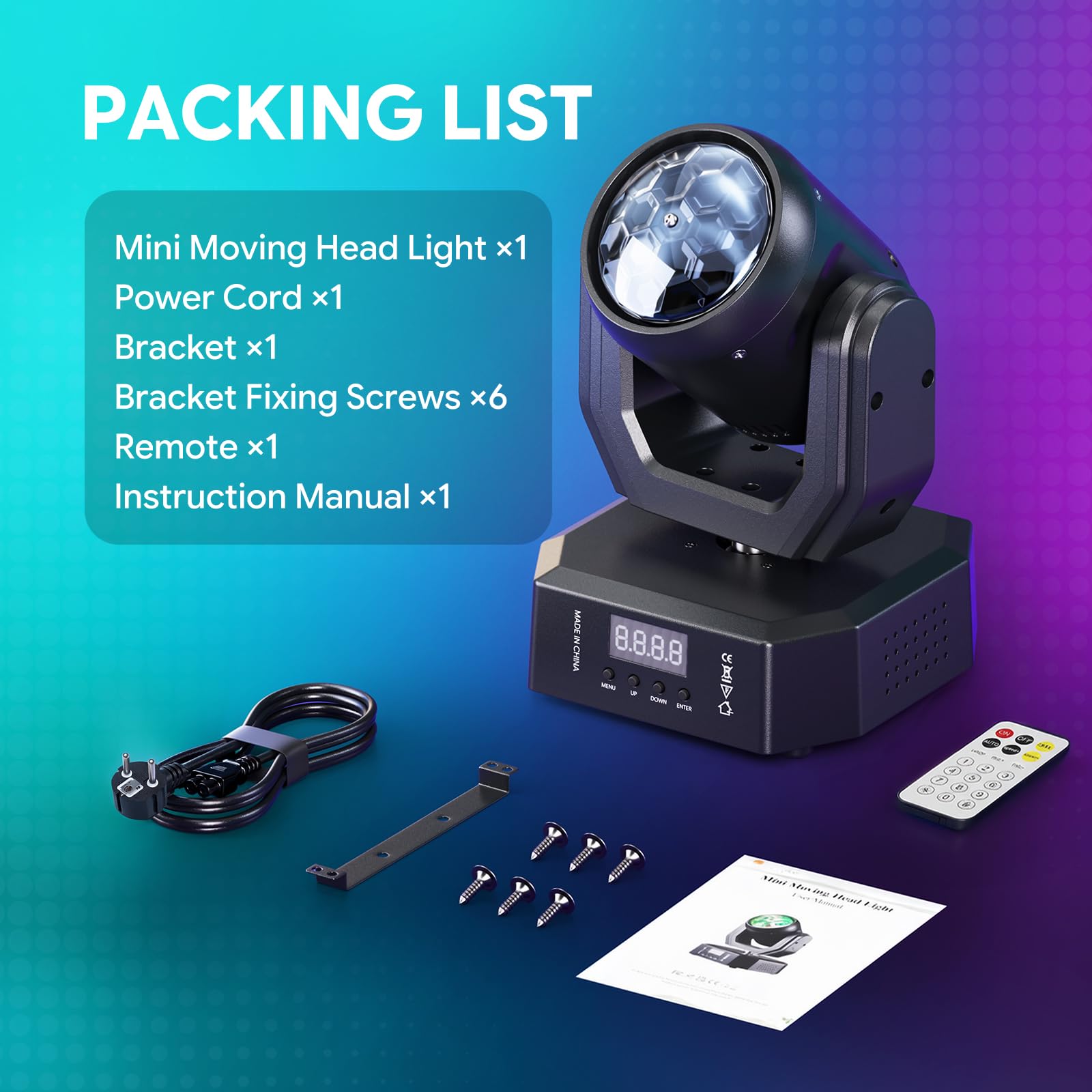2PCS Teste Mobili LED 30W,DMX512 RGW Effetti luminosi,Con Telecomando 5 Modalità di Controllo Mini Teste Mobili DJ Adatto per Feste,DJ e Illuminazione
