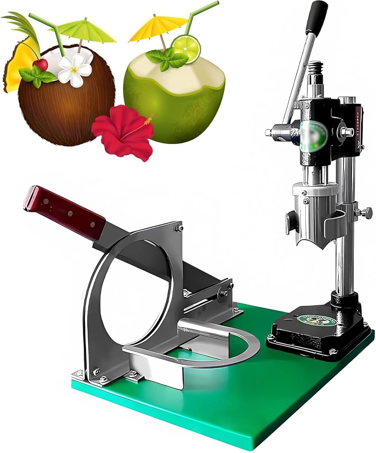 Manual Coconut Hole Opening Machine, Vertical Coconut Opening Tool, Stainless Steel Material, Open Coconuts in 5S, for Vegetable Stores,1Handle