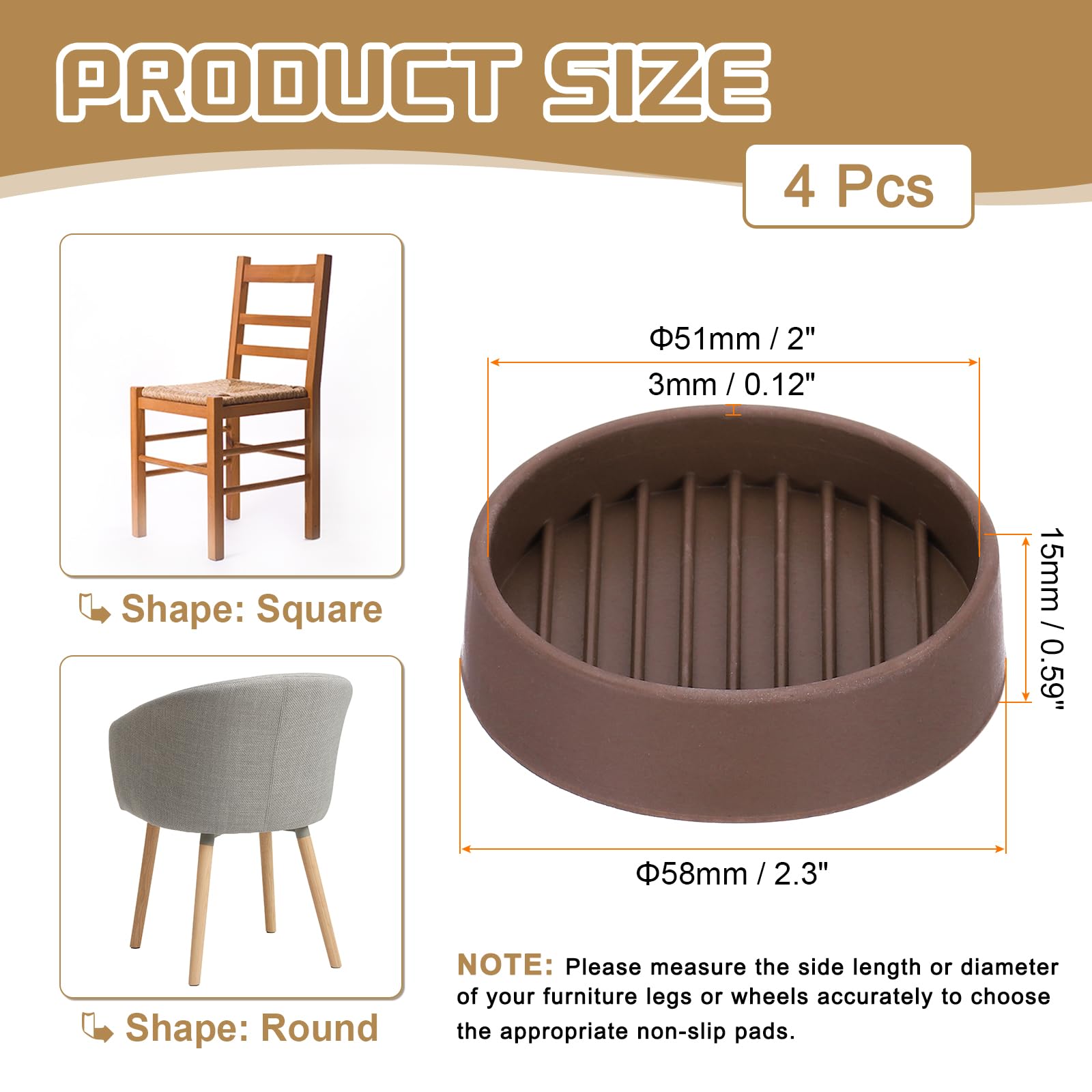 PATIKIL 2.3 Inch Rubber Furniture Pads - Image 2