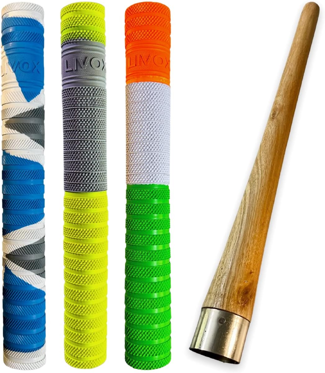 Livox Rubber Cricket Bat Grip With Cone Bracelet Ring Texture Gripper Accessories For Boys, 3 & 1 Wooden